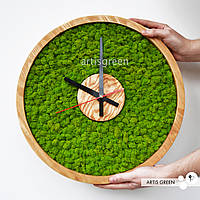 Настінний годинники зі стабілізованим мохом. Еко-годинник МОХ круглий, діаметр 40 см. Ч1