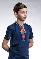 Детская футболка с вышивкой с коротким рукавом «Казацкая (красная вышивка)»