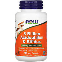 Пробіотики NOW Foods "8 Billion Acidophilus & Bifidus" 8 млрд КУО (120 капсул)