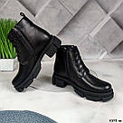 Жіночі зимові шкіряні черевики на шнурку, фото 2