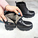 Жіночі зимові шкіряні черевики на шнурку, фото 3