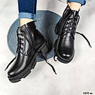 Жіночі зимові шкіряні черевики на шнурку, фото 6