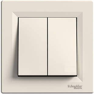 Вимикач двоклавішний, Кремовий, Asfora