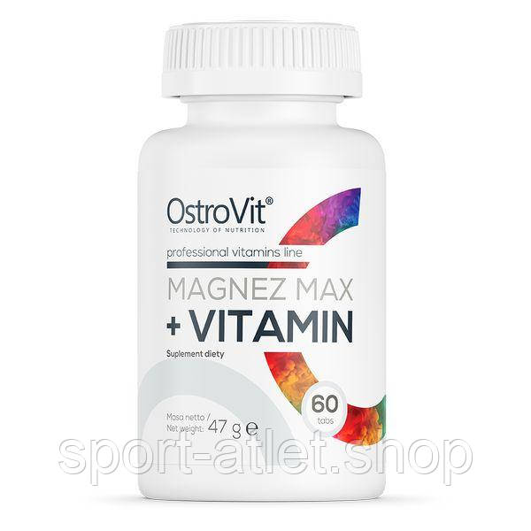 Вітаміни та мінерали OstroVit Magnez MAX + Vitamin, 60 таблеток