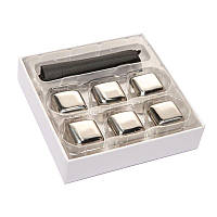 Подарунковий набір каміння кубики для віскі 6 шт метал Decanto 980022