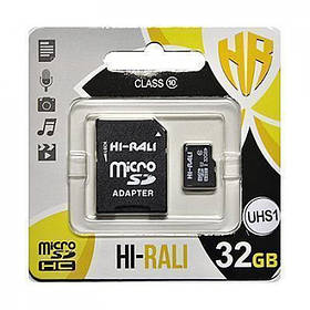 Картка пам'яті microSDHC (UHS-3) 32GB class 10 Hi-Rali (з адаптером)
