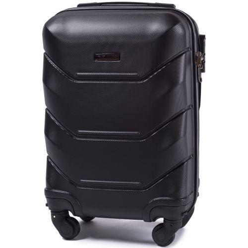 Пластиковый дорожный чемодан на колесиках Wings 147 черный размер XS 20x35x53 см для ручной клади, в самолет - фото 1 - id-p1323082928