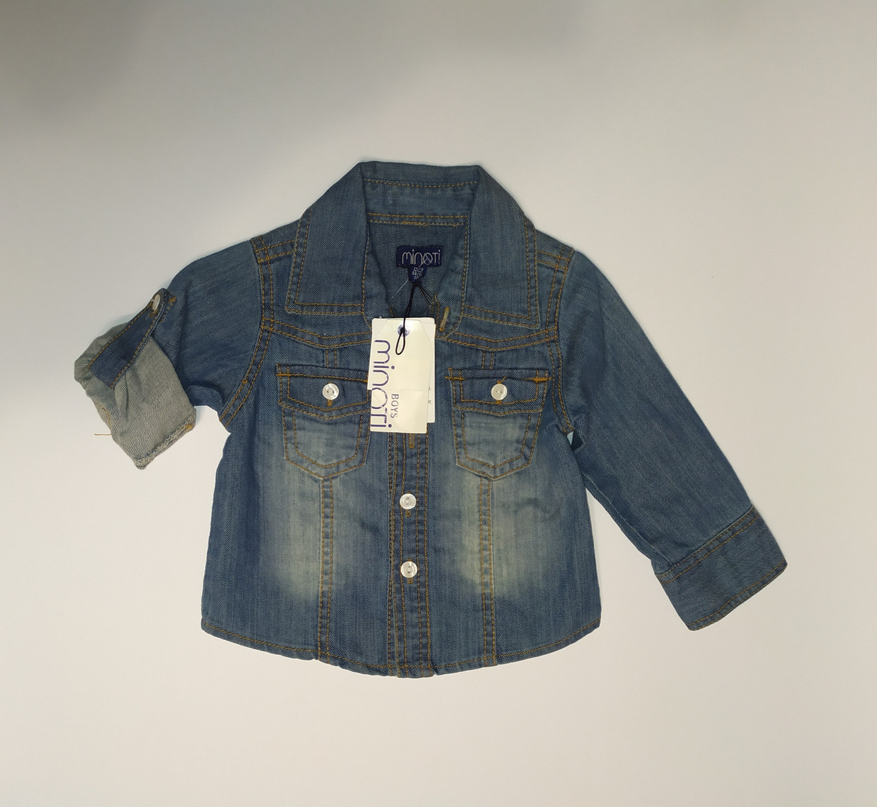 Сорочка джинсова Minoti boys р.6/12 міс (68/80см), фото 1