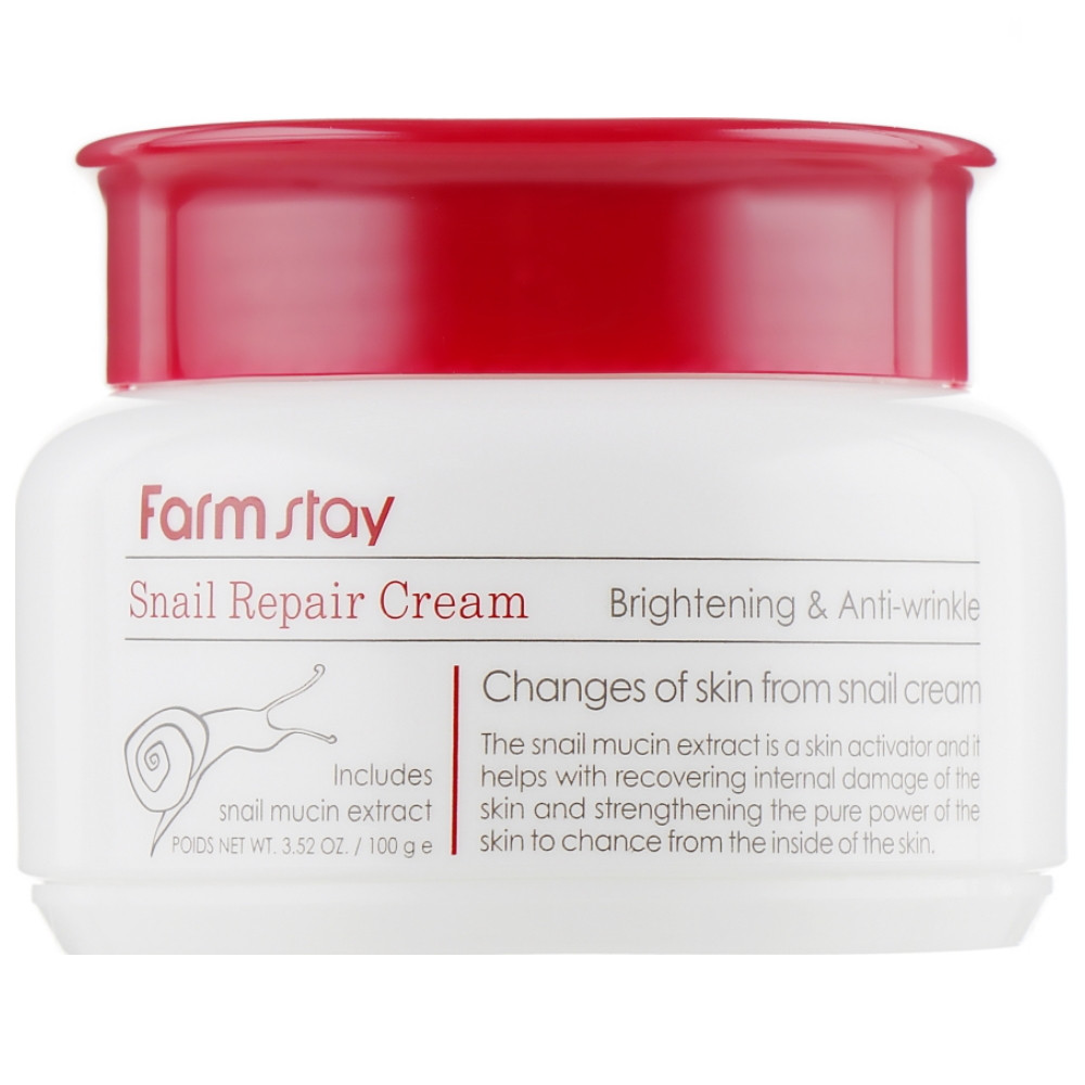 Відновлювальний крем для обличчя з муцином равлика Farmstay Snail Repair Cream 100 г (8809317284613), фото 1