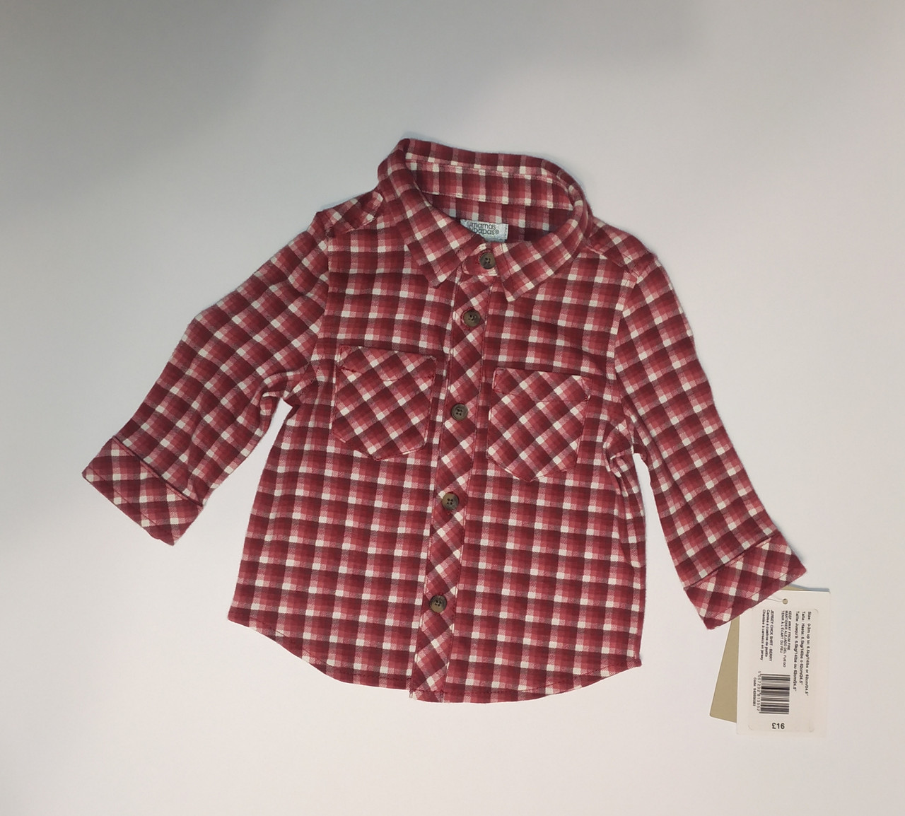 Сорочка дитяча картата Mamas&Papas р.0-3 міс, фото 1