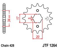 Зірка передня JTF1264.16 GEON X-Road Light 200, GEON X-Road 202,Lifan 428H-16T ШЛІЦ 5ММ