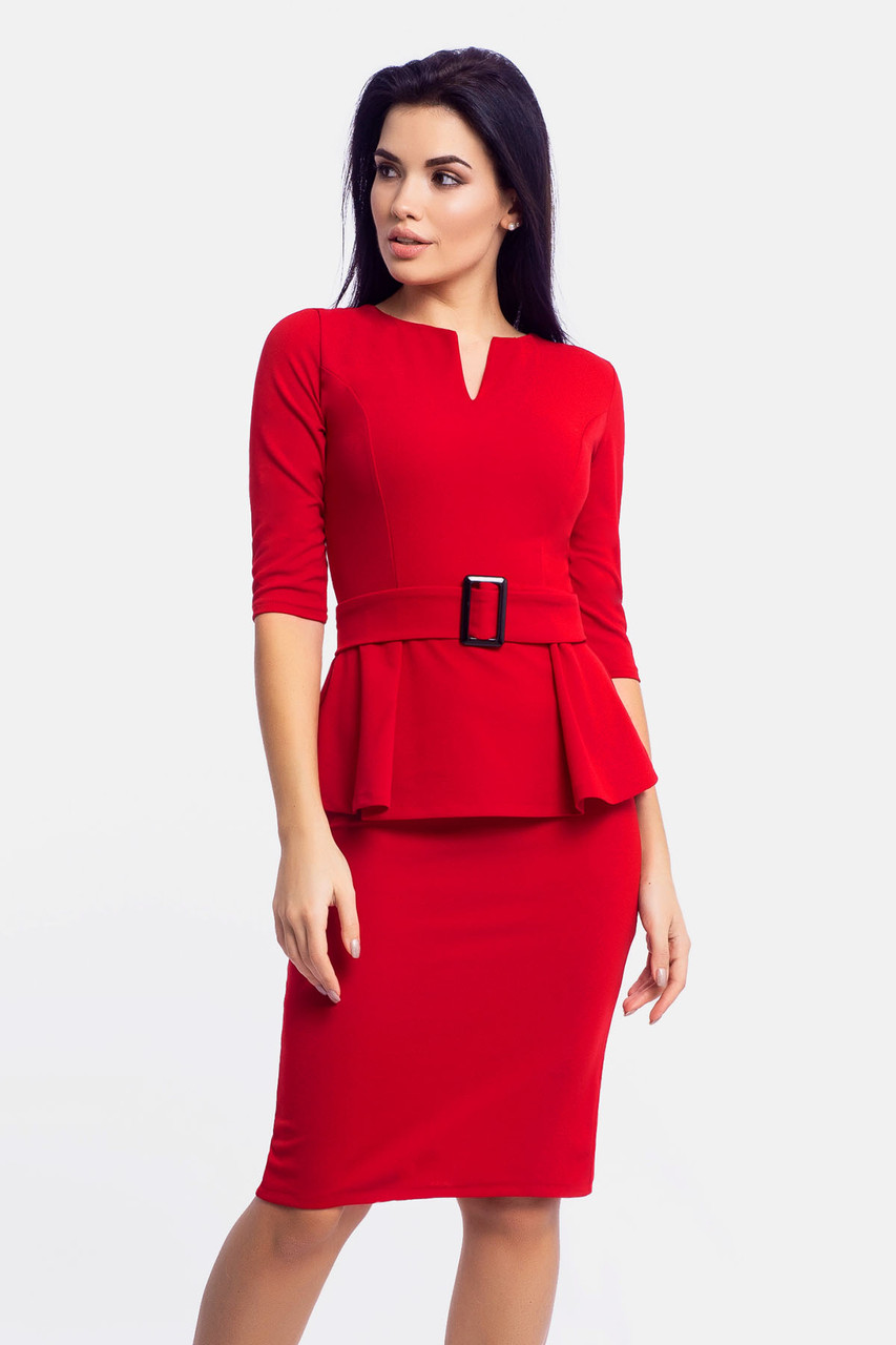 Классическое трикотажное платье Venera, красный, фото 1