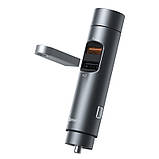 Автомобільний FM модулятор BASEUS CCNLZ-C0G, 2USB, LED дисплей, сірий, фото 3