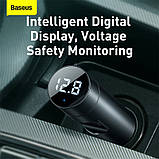 Автомобільний FM модулятор BASEUS CCNLZ-C0G, 2USB, LED дисплей, сірий, фото 6