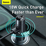 Автомобільний FM модулятор BASEUS CCNLZ-C0G, 2USB, LED дисплей, сірий, фото 7