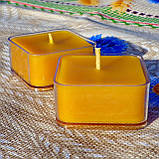 Подарунковий набір квадратних чайних воскових свічок (4шт.) в коробці Бежевий Крафт, фото 6