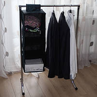 Підлогова компактна стійка вішалка одинарна пряма 130/90 см з полицями Кофр і плічками для одягу