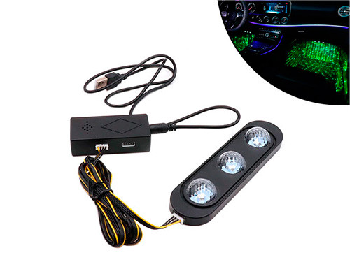 Декоративна RGB LED підсвітка зони ніг салону авто з пультом, зоряне небо