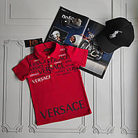 Красная детская футболка поло Versace