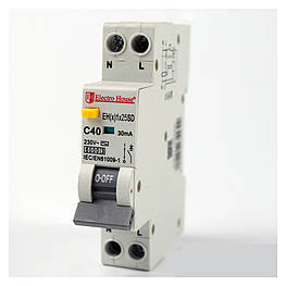 ДИФЕРЕН Автомат 25А 1P+N(1 модуль) 30mA 6kA 230-240V IP20