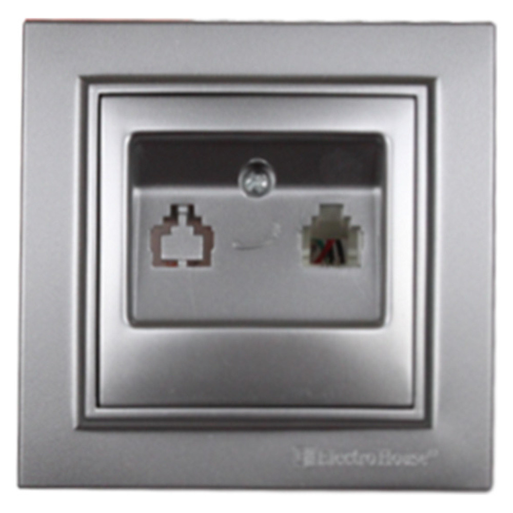 Розетка телефонна Срібний камінь Enzo IP22, фото 1