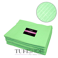 Одноразовые бумажные коврики для маникюра (ламинированные салфетки) Tufi Profi - зеленый, 40,5х32,8 см, 50 шт