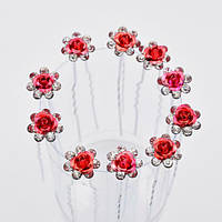 Шпильки для волосся 10 шт Рожева Трояндочка