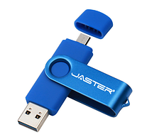 USB OTG флешка JASTER 64 Gb micro USB Цвет Синий для телефона и компьютера