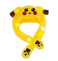 Світна шапка Pikachu toys soft toys with led з рухають вушками | Шапка з вухами | Зверошапка, фото 2