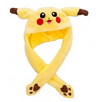 Світна шапка Pikachu toys soft toys with led з рухають вушками | Шапка з вухами | Зверошапка, фото 2