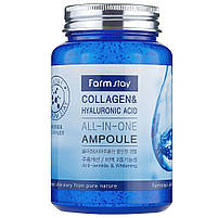 Ампульна сироватка для обличчя FarmStay Collagen & Hyaluronic Acid All-in-one Ampoule 250 мл, фото 3