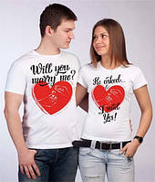 Парні футболки з принтом "Пропозиція руки та серця" Push IT