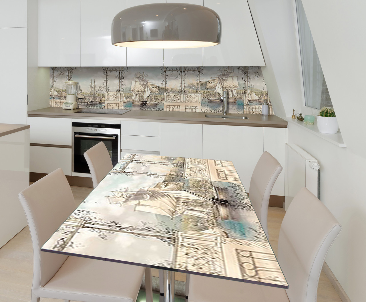 Наліпка 3Д виниловая на стол Zatarga «Корабельные мачты» 600х1200 мм для домов, квартир, столов, кофейн, кафе