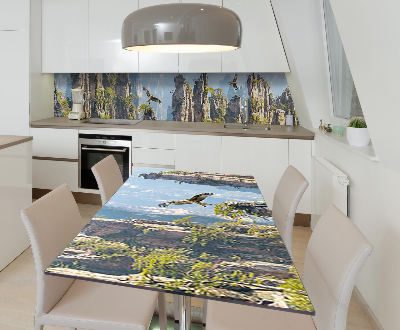 Наліпка 3Д виниловая на стол Zatarga «Каменная высь» 600х1200 мм для домов, квартир, столов, кофейн, кафе, фото 1