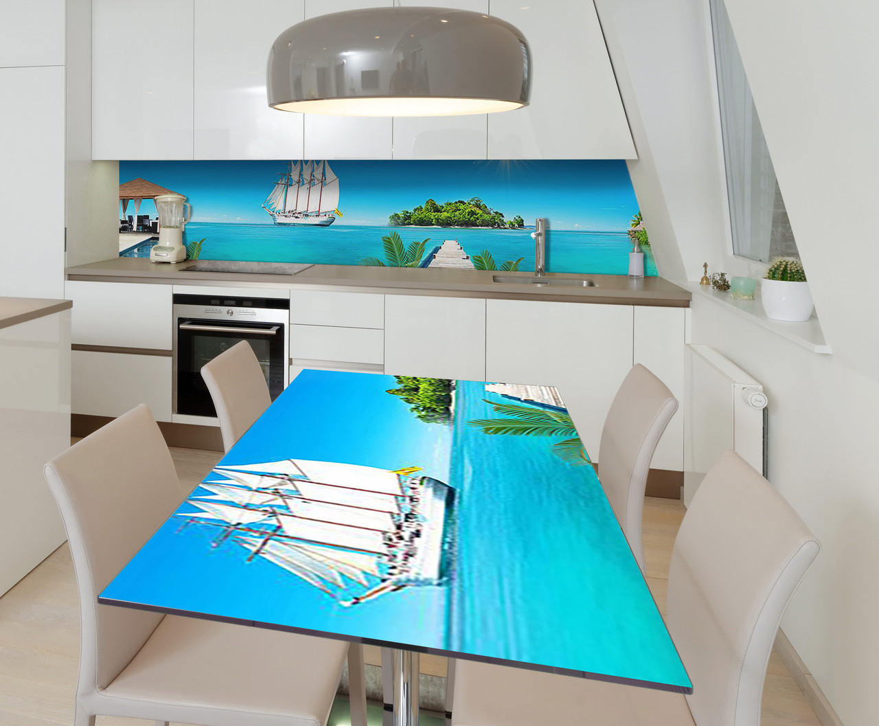 Наліпка 3Д вінілова на стіл Zatarga «Ласкаво просимо в рай» 600х1200 мм для будинків, квартир, столів,, фото 1