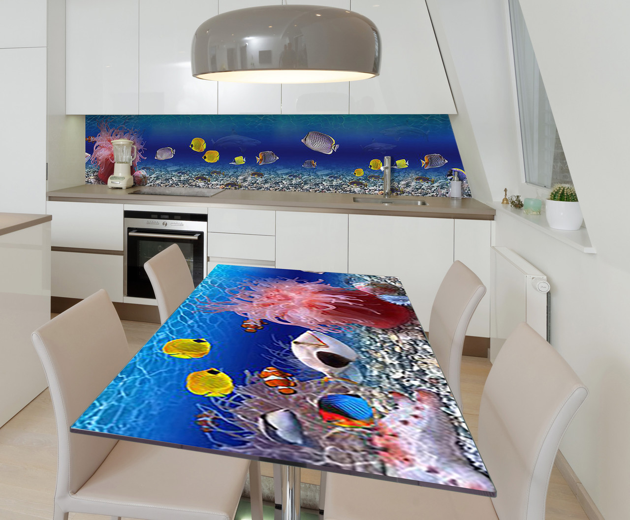 Наліпка 3Д виниловая на стол Zatarga «Тайны глубин» 600х1200 мм для домов, квартир, столов, кофейн, кафе