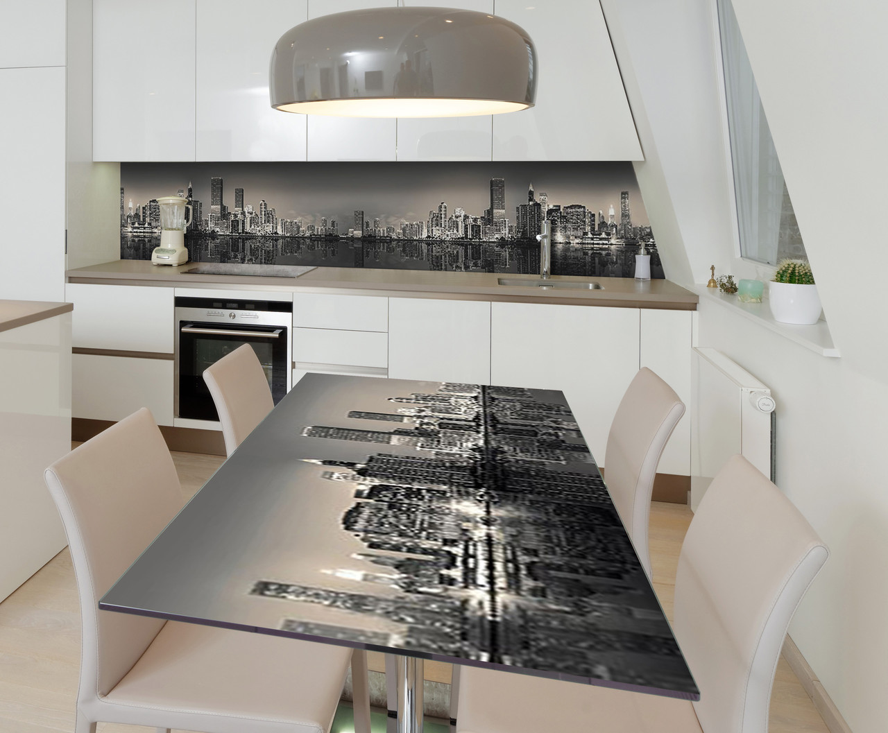 Наліпка 3Д виниловая на стол Zatarga «Чёрно-белый футуризм» 600х1200 мм для домов, квартир, столов, кофейн,, фото 1