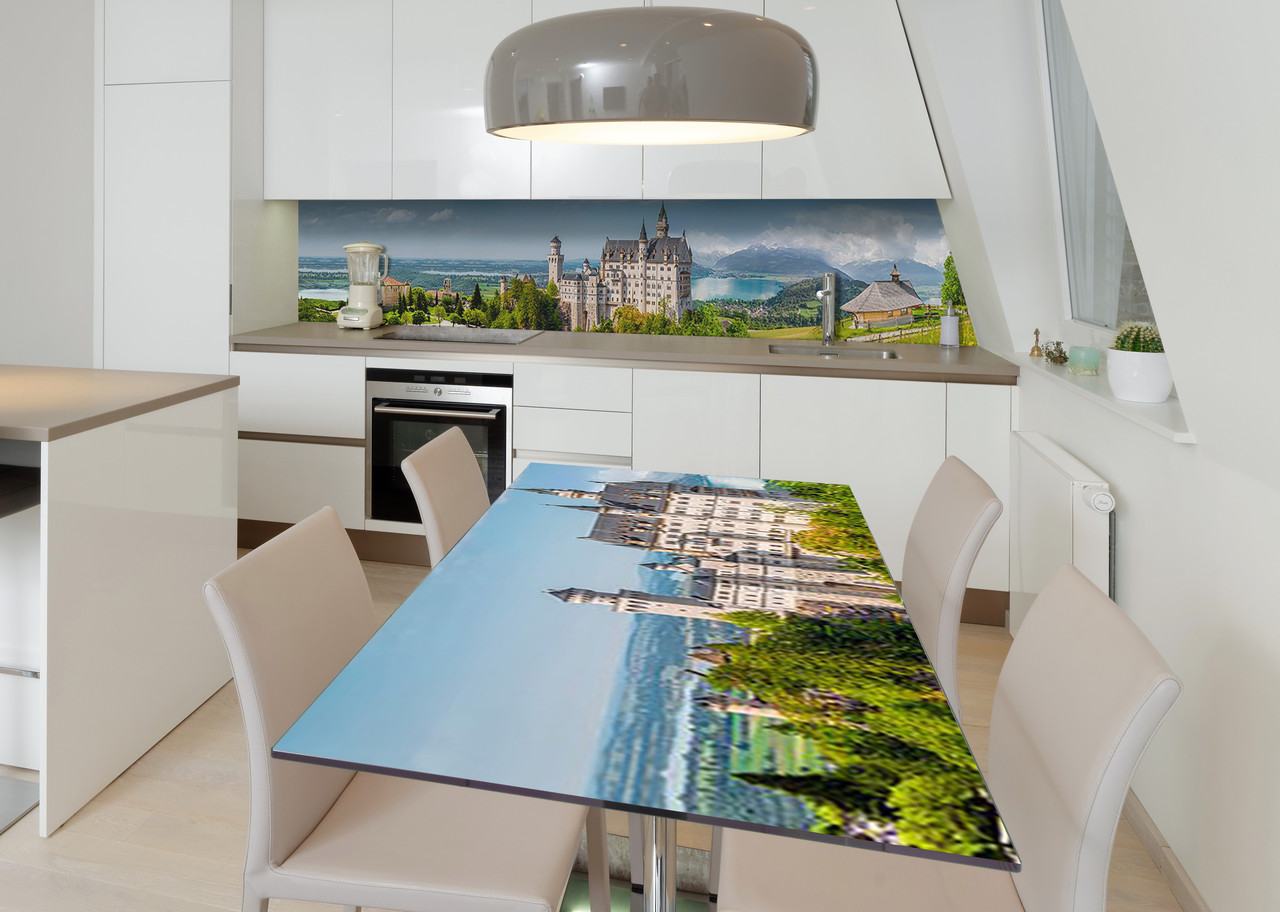 Наліпка 3Д виниловая на стол Zatarga «Неприступный замок» 600х1200 мм для домов, квартир, столов, кофейн,