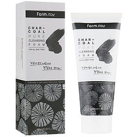 Пінка для вмивання обличчя з деревним вугіллям Farmstay Charcoal Pure Cleansing Foam 180 мл (8809469773690)