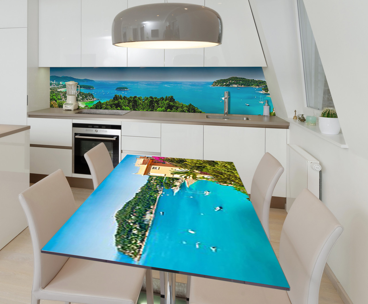 Наліпка 3Д виниловая на стол Zatarga «Райские воды» 600х1200 мм для домов, квартир, столов, кофейн, кафе