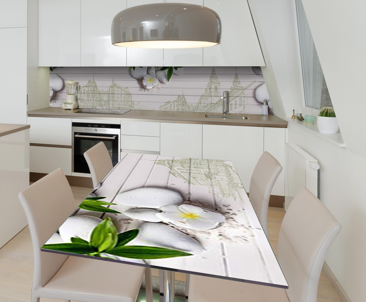 Наліпка 3Д виниловая на стол Zatarga «Силуеты старого города» 600х1200 мм для домов, квартир, столов, кофейн,