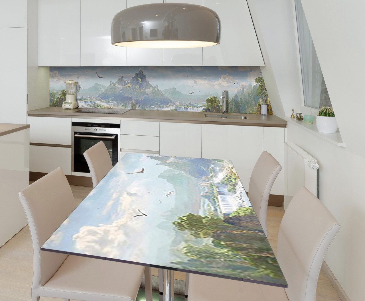 Наліпка 3Д вінілова на стіл Zatarga «Ширяють над раєм» 600х1200 мм для будинків, квартир, столів, кофеєнь,, фото 1