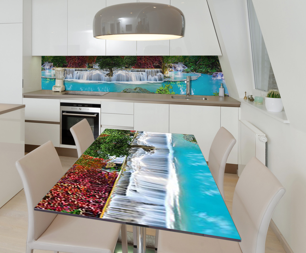 Наліпка 3Д виниловая на стол Zatarga «Роскошный водопад» 600х1200 мм для домов, квартир, столов, кофейн, кафе, фото 1