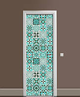 Наліпка на дверь Zatarga «Португальский азулежу» 650х2000 мм виниловая 3Д Наліпка декор самоклеящаяся