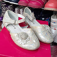 Детские туфли на каблуках для девочки бежевые, золотые (узкий носок)24р(16см)25р(16,5)берём запас 1 см !!!