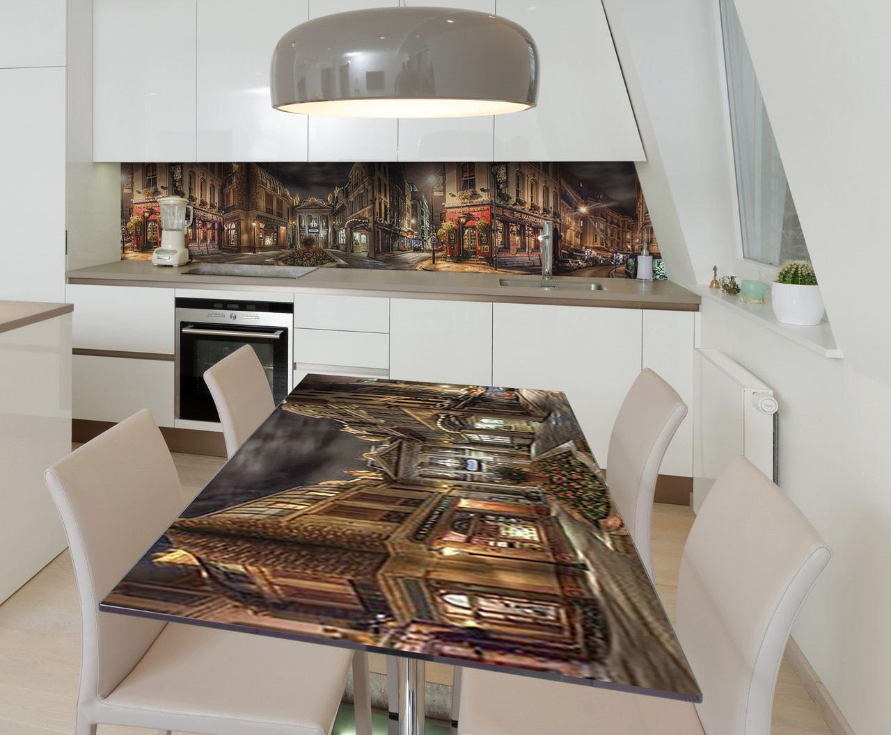 Наліпка 3Д вінілова на стіл Zatarga «Таємні вулички» 600х1200 мм для будинків, квартир, столів, кофеєнь, кафе, фото 1