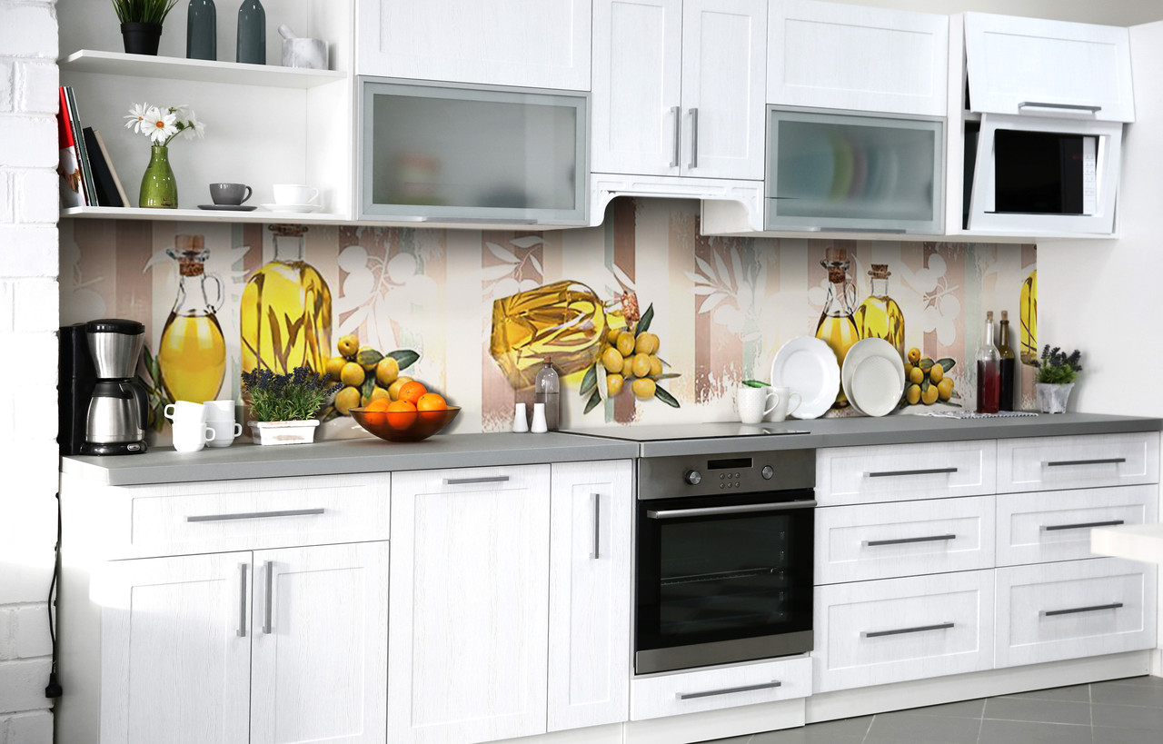 Скинали на кухню Zatarga Блискуча олива 2000х600 мм вінілова 3Д Наліпка кухонний фартух самоклеюча