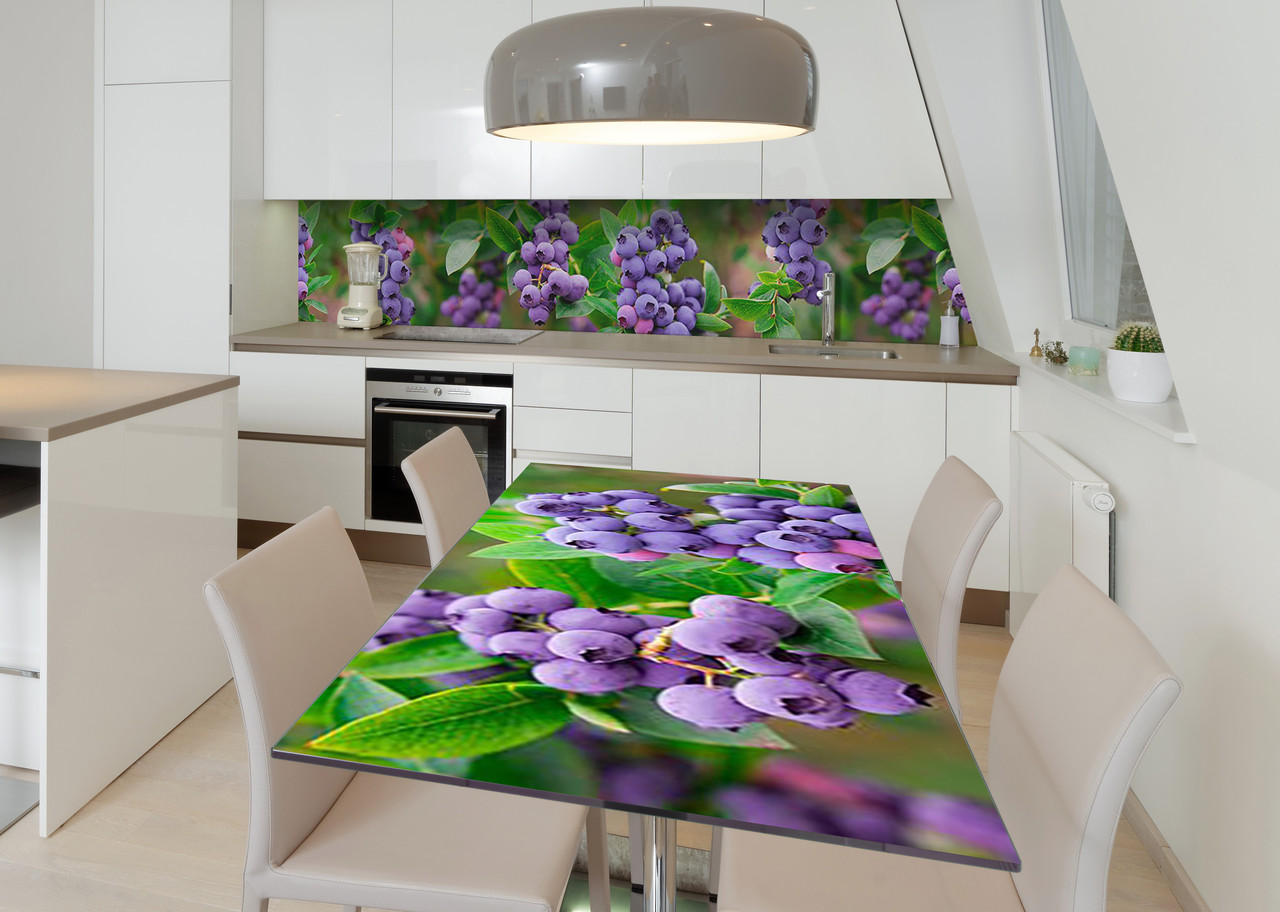 Наліпка 3Д виниловая на стол Zatarga «Черничные грозди» 600х1200 мм для домов, квартир, столов, кофейн, кафе