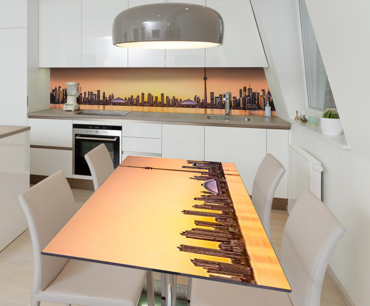 Наліпка 3Д вінілова на стіл Zatarga «Азіатські хмарочоси» 600х1200 мм для будинків, квартир, столів, кофеєнь,, фото 1