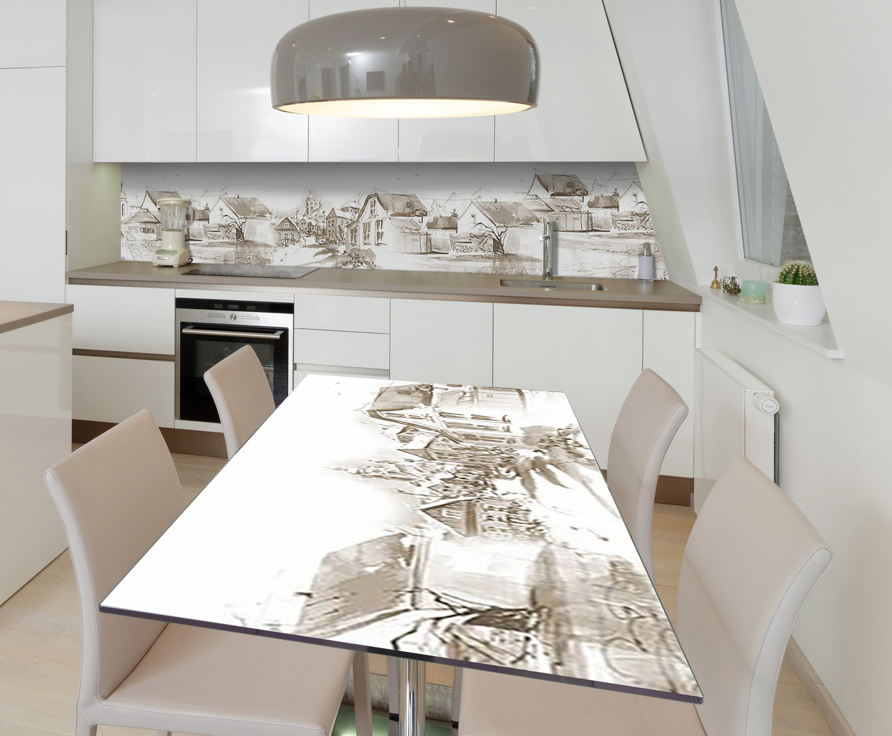 Наліпка 3Д виниловая на стол Zatarga «Городские окраины» 600х1200 мм для домов, квартир, столов, кофейн, кафе